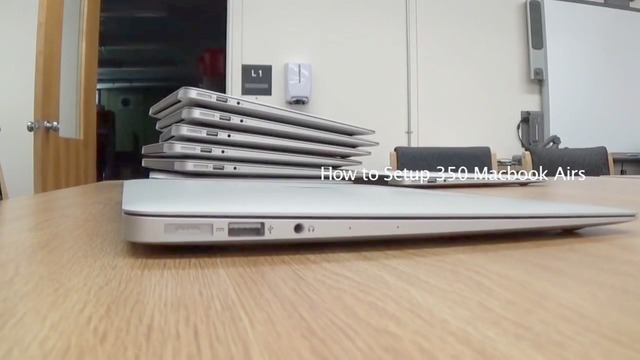 350台のMacBook Airがどの様にセットアップされていくかを記録した動画。