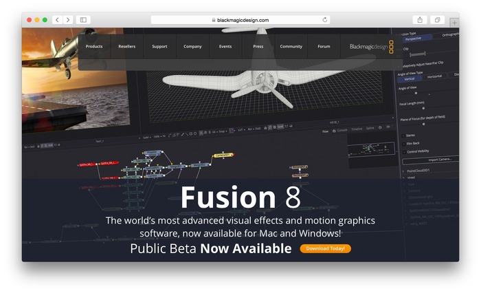 Blackmagic Design、Macにも対応したAfter Effectsの対抗アプリとなるモーショングラフィックツール「Fusion 8」のPublic Betaを公開。