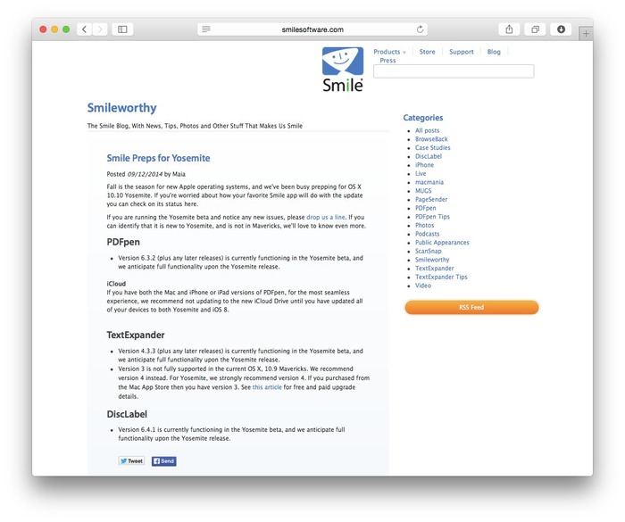 Smile TextExpander Preps for Yosemite