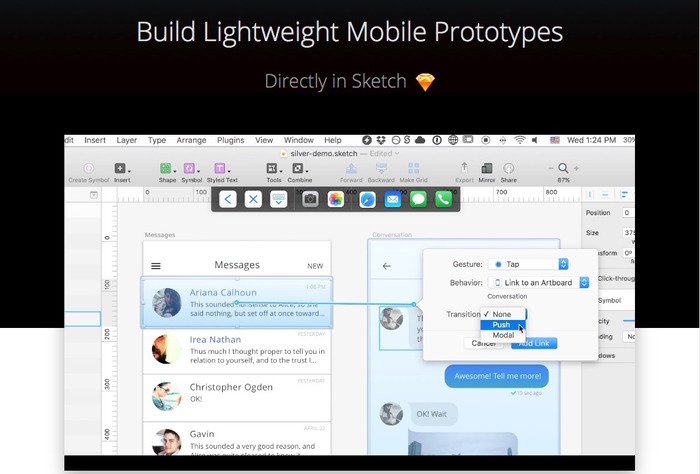 SketchでiOSアプリのデザインからインタラクティブなプロトタイプまでを作成できるSketch 3用プラグイン「Silver」がリリース予定。