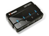 Uspeed USB 3.0 ハブ USB 3.0 USB 2.0 対応 4 ポートのUSB 3.0 HUB ケーブル( 3フィート) と電源アダプター付け セルフパワー「PS3動作確認済み」