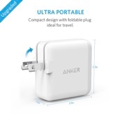 Anker PowerPort 2 (24W 2ポート USB急速充電器 折畳式プラグ搭載) iPhone 6s / 6 / 6 Plus、iPad Pro、iPad Air 2 / mini 3、 Galaxy S6 / S6 Edge / Edge+　他対応 【PowerIQ &amp; VoltageBoost搭載】(ホワイト)