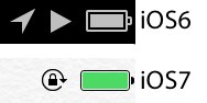 iOS7と6のバッテリーアイコン