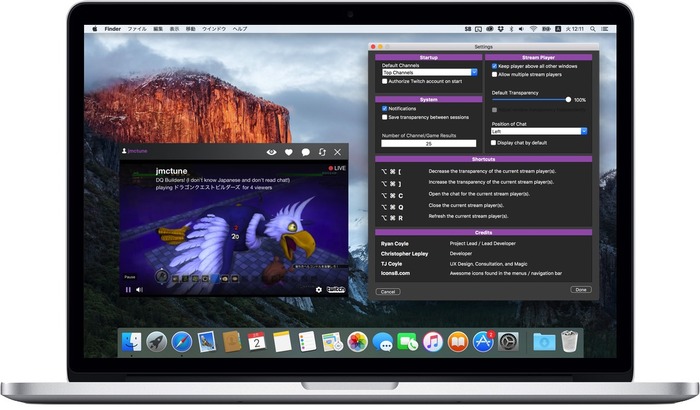 Macの最前面にTwitchの配信画面を表示できるTwitchクライアント「Stream Bar」がリリース。