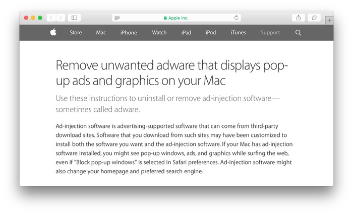 Apple、Safariの特定アドウェアに今年1月頃から流行し始めた「Cinema」や「FlashMall」「Shopy Mate」アドウェアなどを追加。