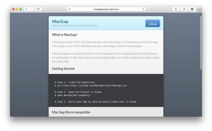 HTMLやJavaScriptでOS Xネイティブアプリを作成できる「MacGap」が「MacGap 2 Beta」を公開。