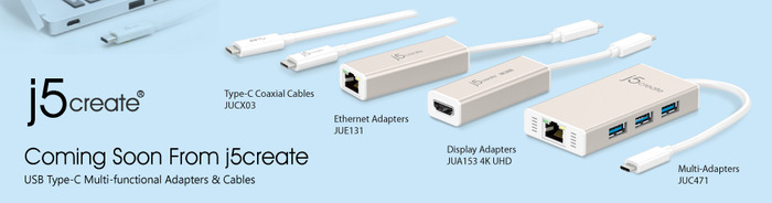 j5 Create、USB-CをDisplayPort, Gigabit Ethernet, USB 3.0などへ変換できるアダプタ類を発表。