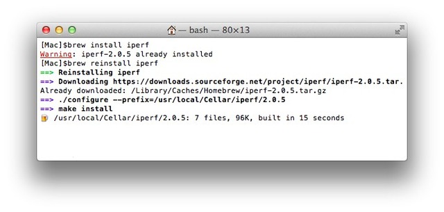 brewでiperfをインストール