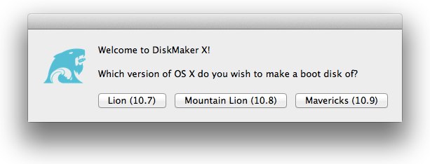 DiskMaker Xででのインストールディスクを作成するか選択