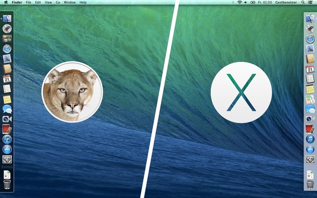 OS X MountainLionとMavericksのDockの違い