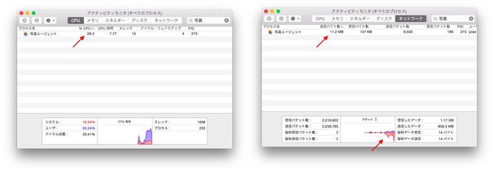 アクセシビリティモニタ-写真アプリ-CPU-ネットワーク