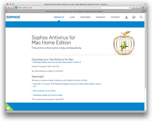 Sophos Antivirus for Mac Home EditionダウンロードサイトUS