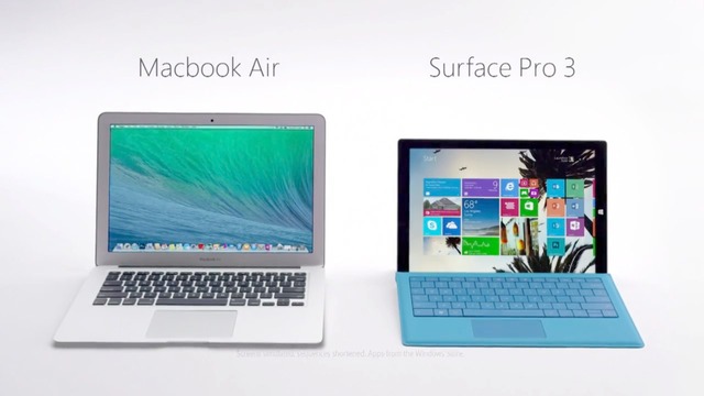 Surface Pro 3とMacBook Airを比較したCMが”Get a Mac”キャンペーンの「I’m a Mac. I’m a PC」CMを彷彿とさせ、Macユーザーから厳しいコメントが付く。