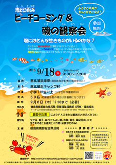 徳島県海部郡美波町 恵比須浜 ビーチコーミン 磯の観察会 2016