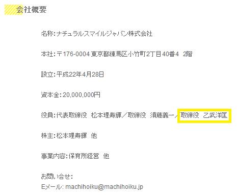 乙武保育園取締役