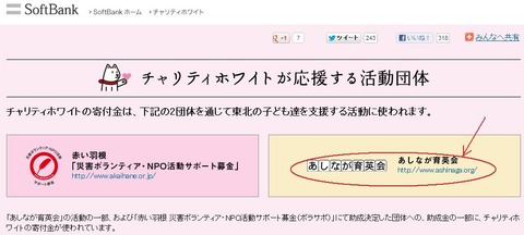 ソフトバンクチャリティホワイトプラン あしなが育英会