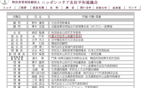 NPO法人ニッポンコリア友好平和協議会役員