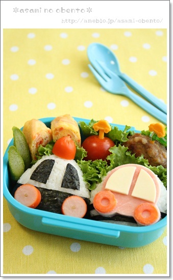 作り方 パトカー クルマのおにぎりキャラ弁 Asamiのお弁当 簡単かわいいキャラ弁の作り方