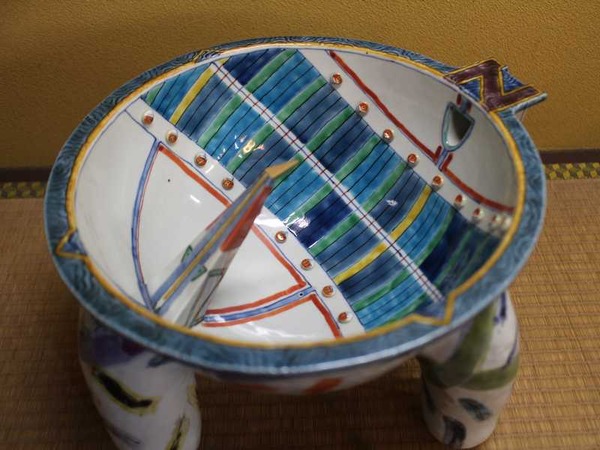 九谷焼・磁器工房白象／山下一三】羽根カップ（雲・ドット） 九谷焼