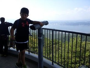 Zくん望遠鏡を見る
