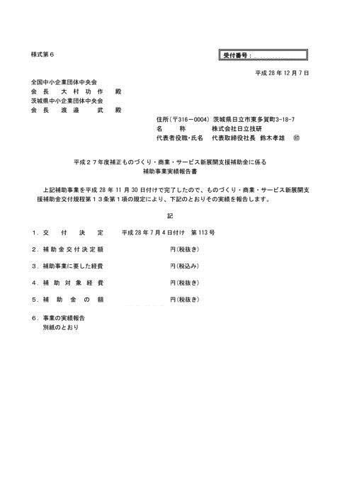 補助事業実績報告書