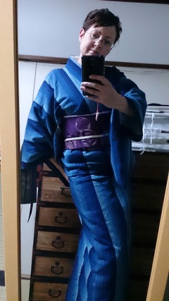Awa-shijira cotton kimono