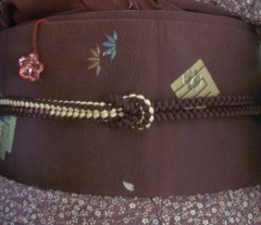 Maroon Genji Incense Motif Nagoya Obi