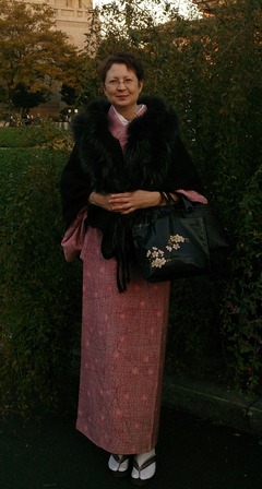 pink tsumugi kimono