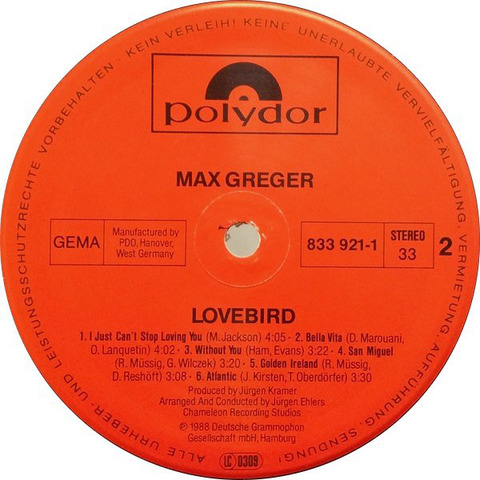 Max Greger - Lovebird 1988 LP r