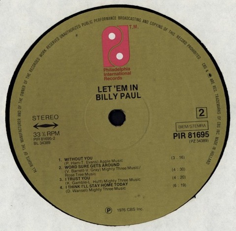 Billy Paul - Let 'em In PIR 81695 r