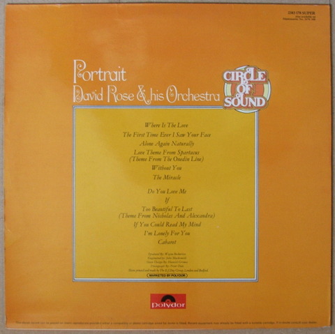 David Rose & His Orchestra - Portrait (1972) back