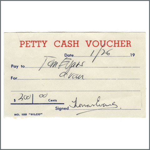 B27716 Petty Cash Vouchers Tom