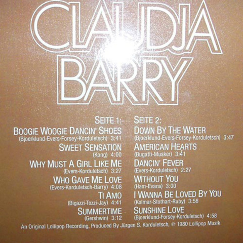 Claudja Barry - Claudja Barry 1980 back