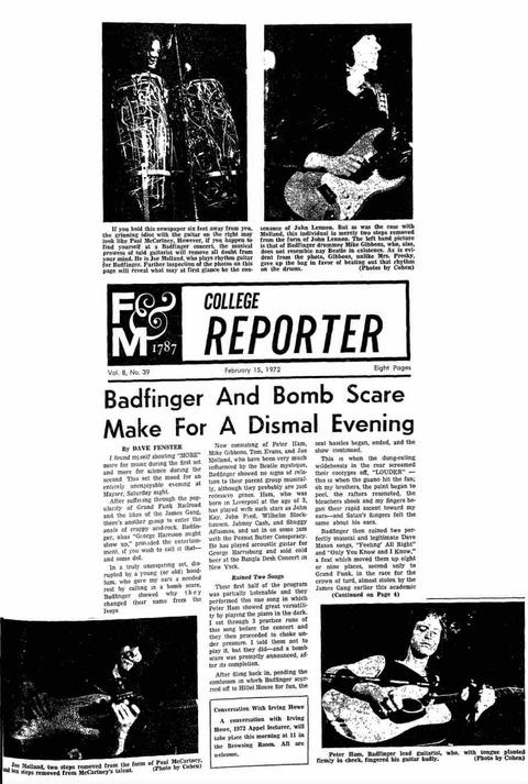 Franklin & Marshall College Reporter Feb 15, 1972 a