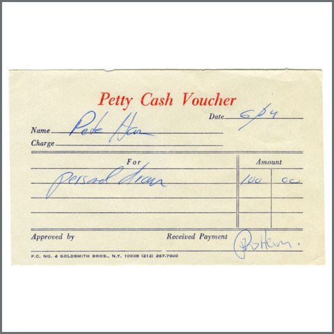 B27716 Petty Cash Vouchers Pete