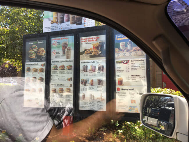 マクドナルドのメニュー