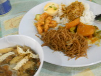ボート乗り場の夕食