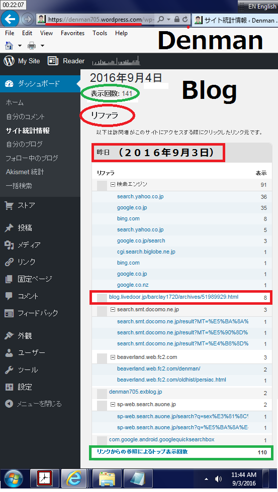 Denman Blog のリファラ(リンク元URL)のリスト