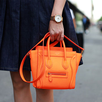 Celine-Luggage-tote-in-fluro-orange