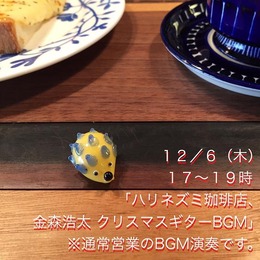181206 ハリネズミ珈琲店、金森浩太 クリスマスギターBGM