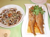 アサリと魚の料理