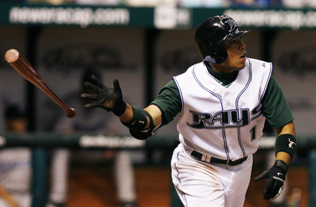 【未使用品タグ付】岩村明憲タンパベイ・レイズ2008ワールドシリーズユニフォーム 岩村明憲 実使用？ デビルレイズ時代 支給ユニフォーム 岩村は5号ソロ