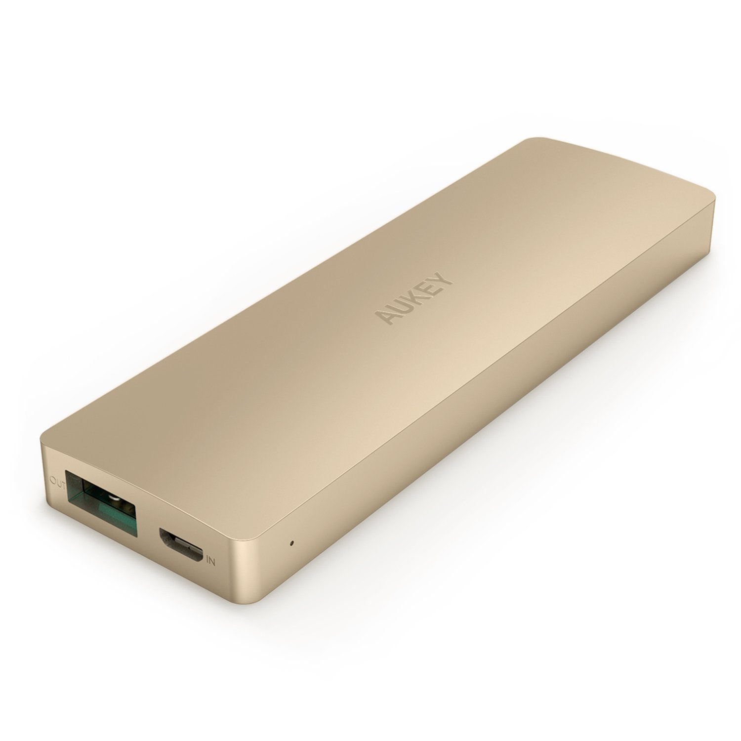 Aukey 薄型 亜鉛合金製 3300mAhモバイルバッテリー PB-A1A ゴールド
