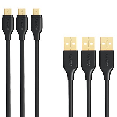 Aukey CB-MD3 金メッキコネクタmicroUSBケーブル 3本セット