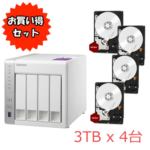 QNAP TurboNAS TS-431P WD Red 3TB HDD4台セット
