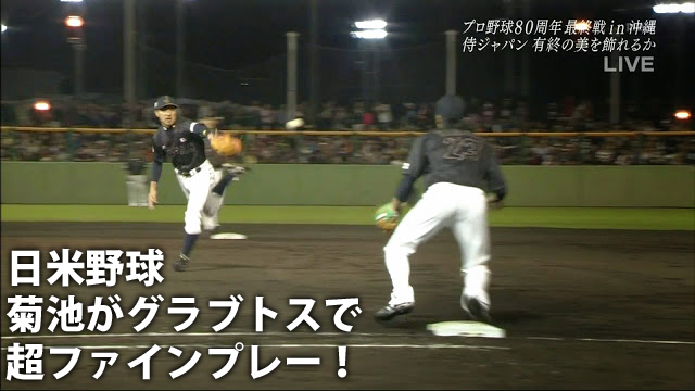 菊池涼介_グラブトス_日米野球