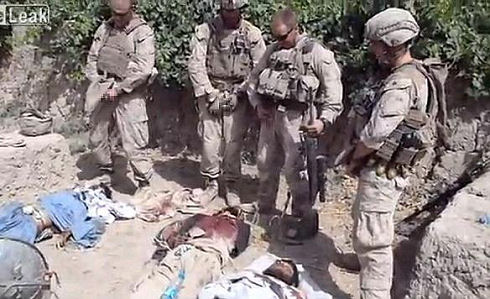 Marines urinating on dead soldiers Taliban