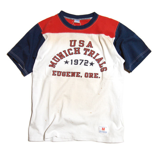 新品限定！チャンピオン90周年記念フットボール半袖TシャツX L/トリコロール Champion - 90周年記念 チャンピオン スウェット半シャツの