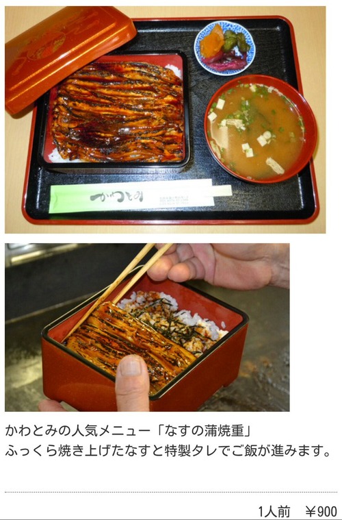 定食屋さん、焼いたナスをご飯に乗せたメニューで900円取る 	