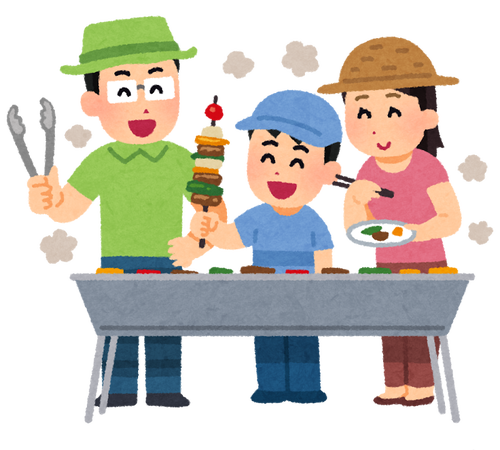 隣の家の庭でバーベキュー始めた